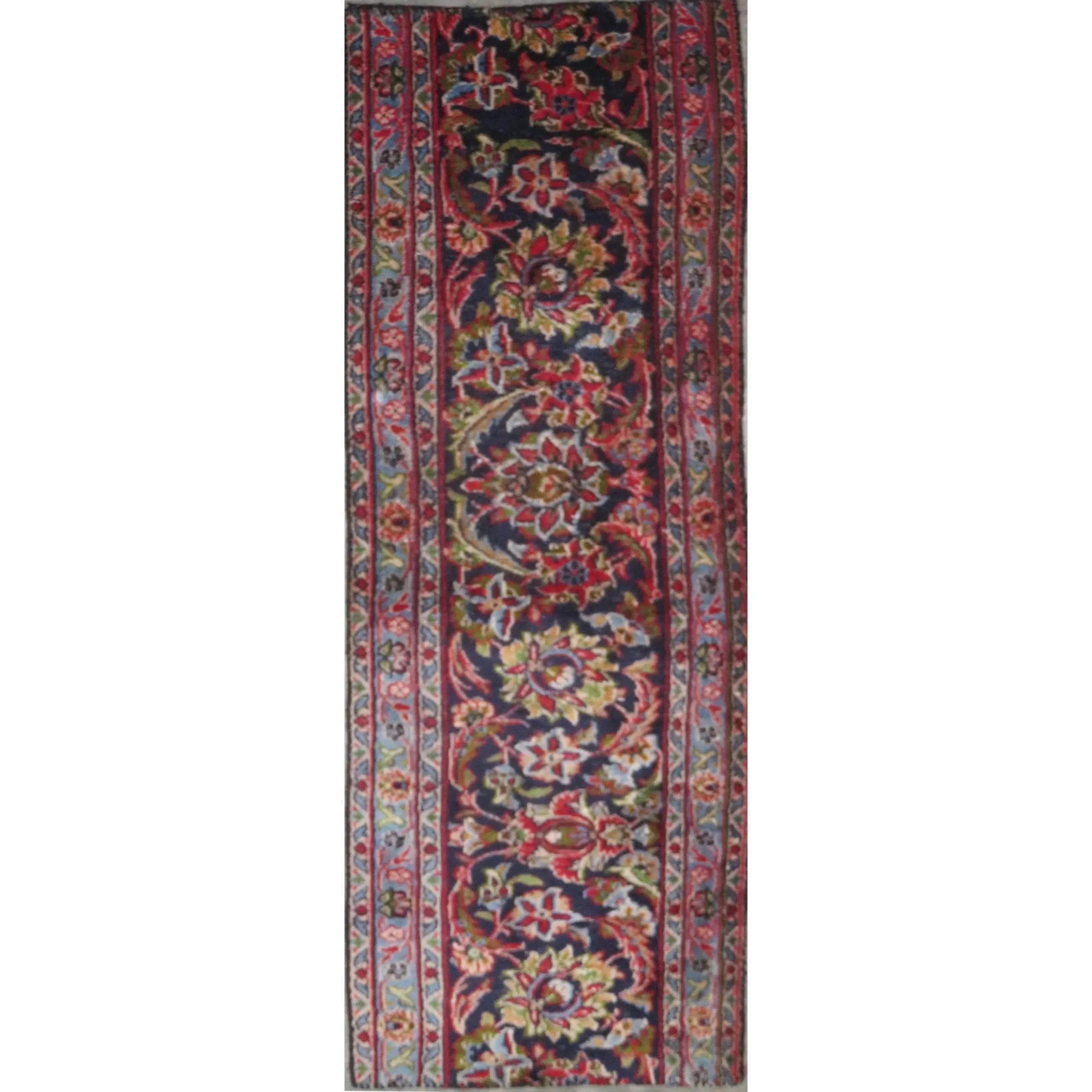 One Of The Kind Hand-Knotted Persian Wool Rug _ Luxurious Vintage Design, 4'0" x 1'0", Artisan Crafted